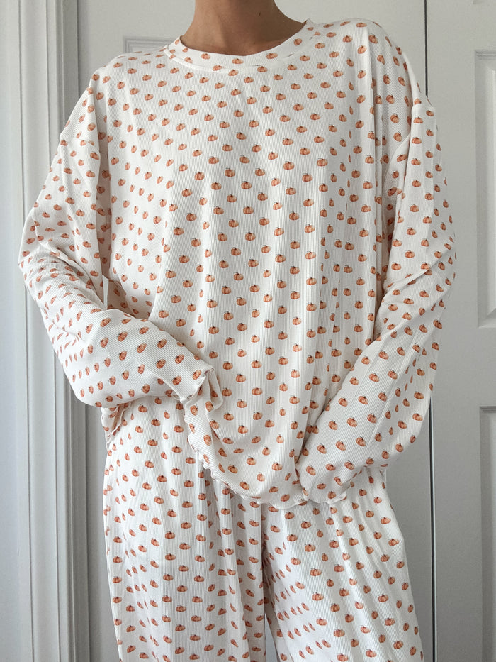 Pumpkin Fall Autumn Long Sleeve Pajama Top