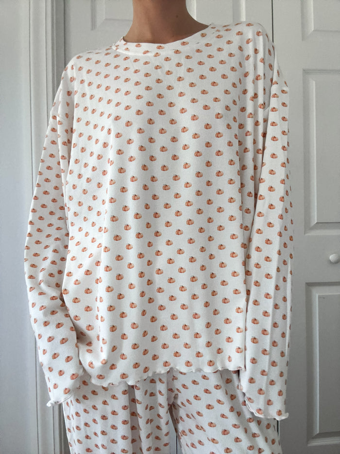 Pumpkin Fall Autumn Long Sleeve Pajama Top