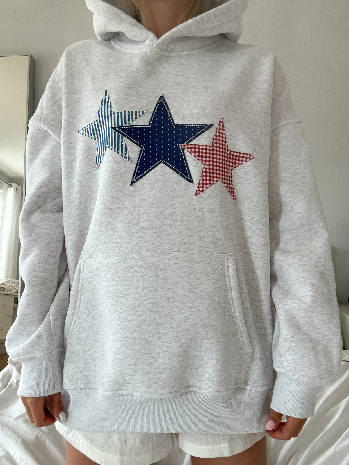 Pearl Grey 3 Star Embroider Hoodie