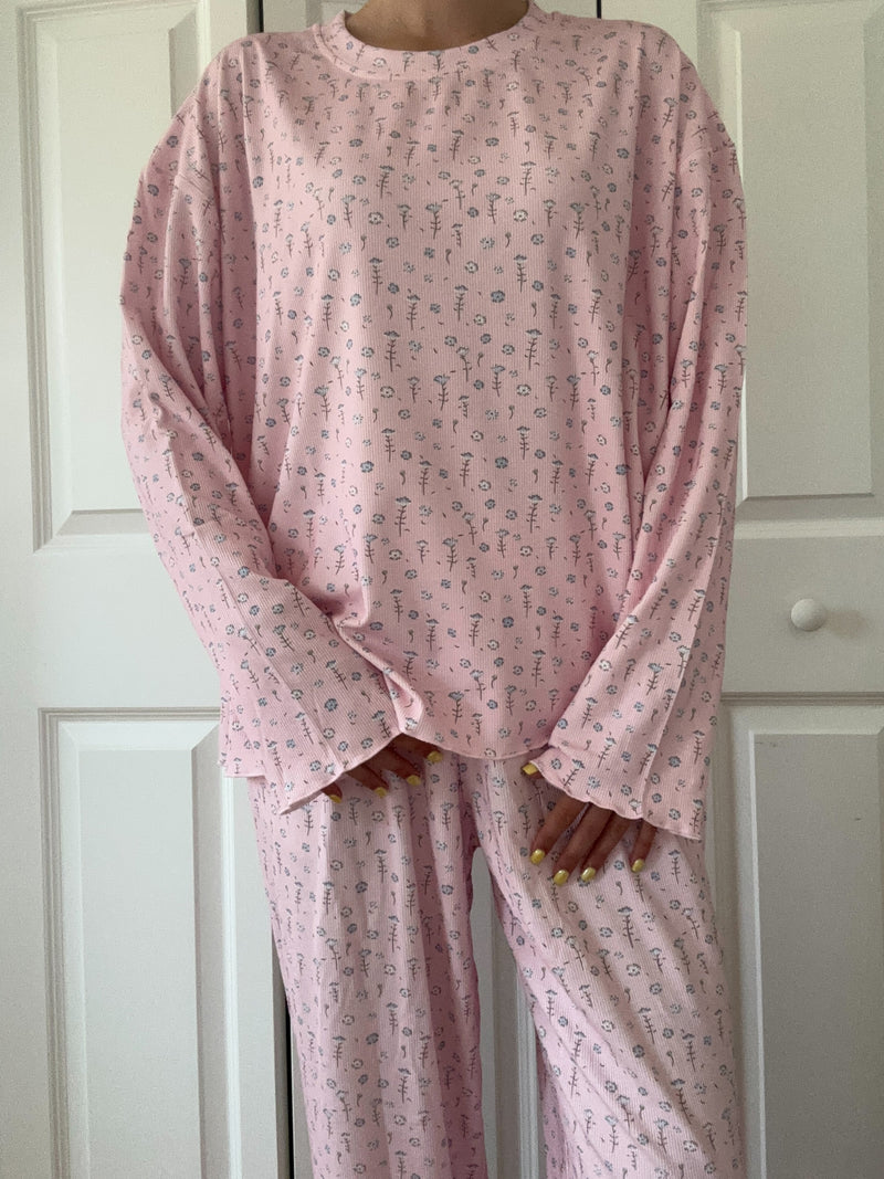 Light Pink Ditsy Floral Long Sleeve Pajama Top