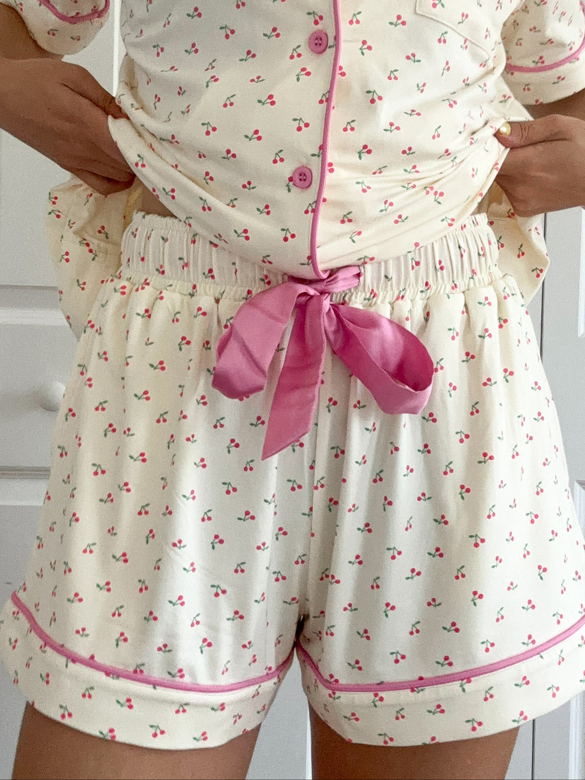 Cherries All Over Pajama Shorts