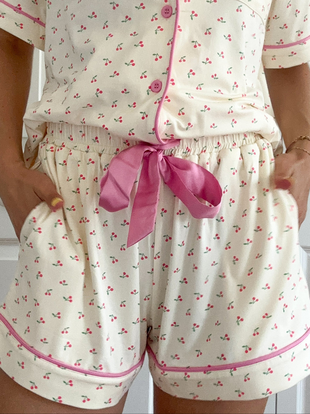 Cherries All Over Pajama Shorts