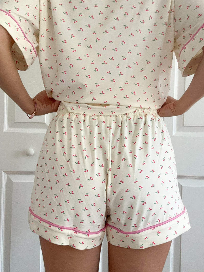 Cherries All Over Pajama Shorts