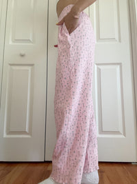 Light Pink Ditsy Blue Floral Pajama Pants