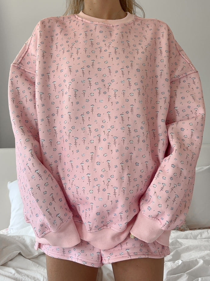 Light Pink Ditsy Blue Floral Sweatshirt