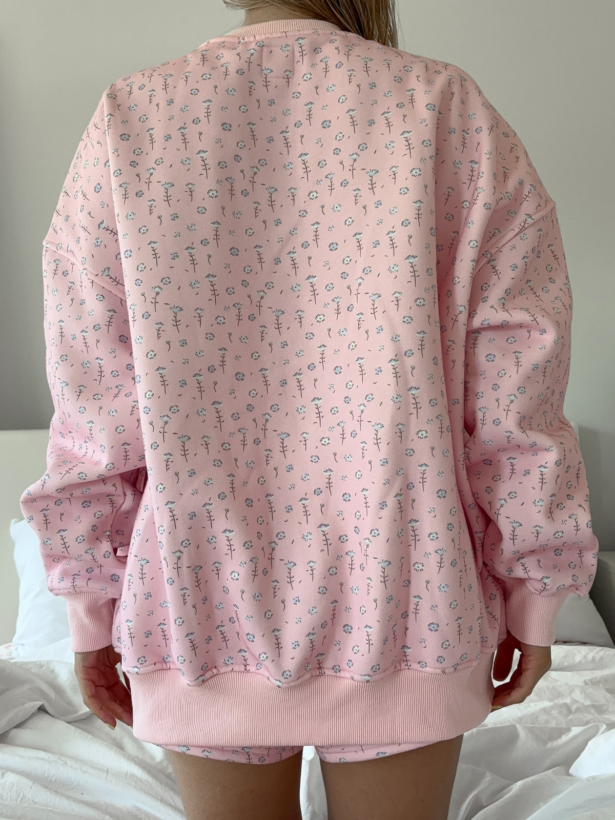 Light Pink Ditsy Blue Floral Sweatshirt