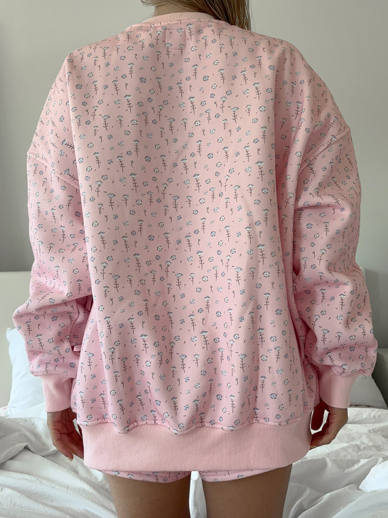 Light Pink Ditsy Blue Floral Sweatshirt