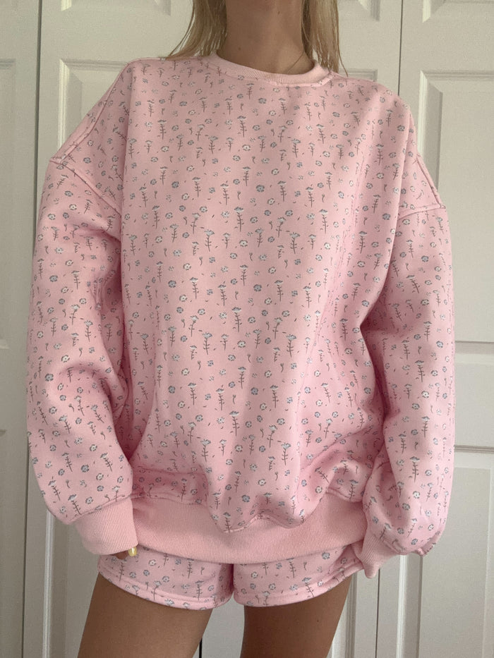 Light Pink Ditsy Blue Floral Sweatshirt