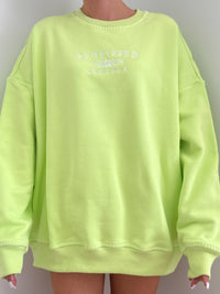 Light Lime Green Stitched Sunkissedcoconut Logo Sweatshirt 100% Cotton