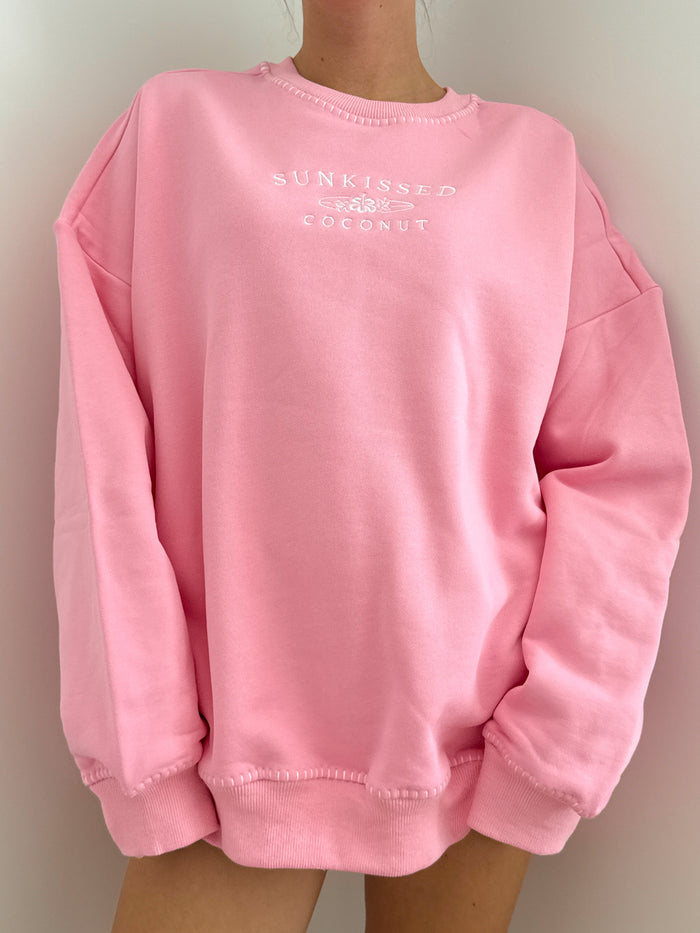 Cotton Candy Stitched Sunkissedcoconut Logo Sweatshirt 100% Cotton