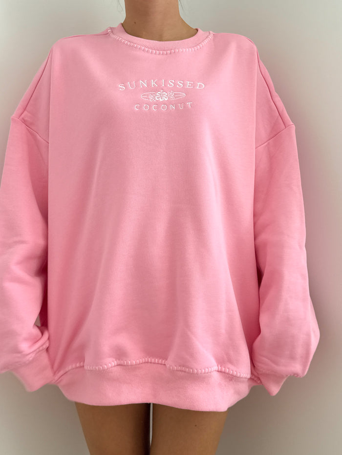 Cotton Candy Stitched Sunkissedcoconut Logo Sweatshirt 100% Cotton