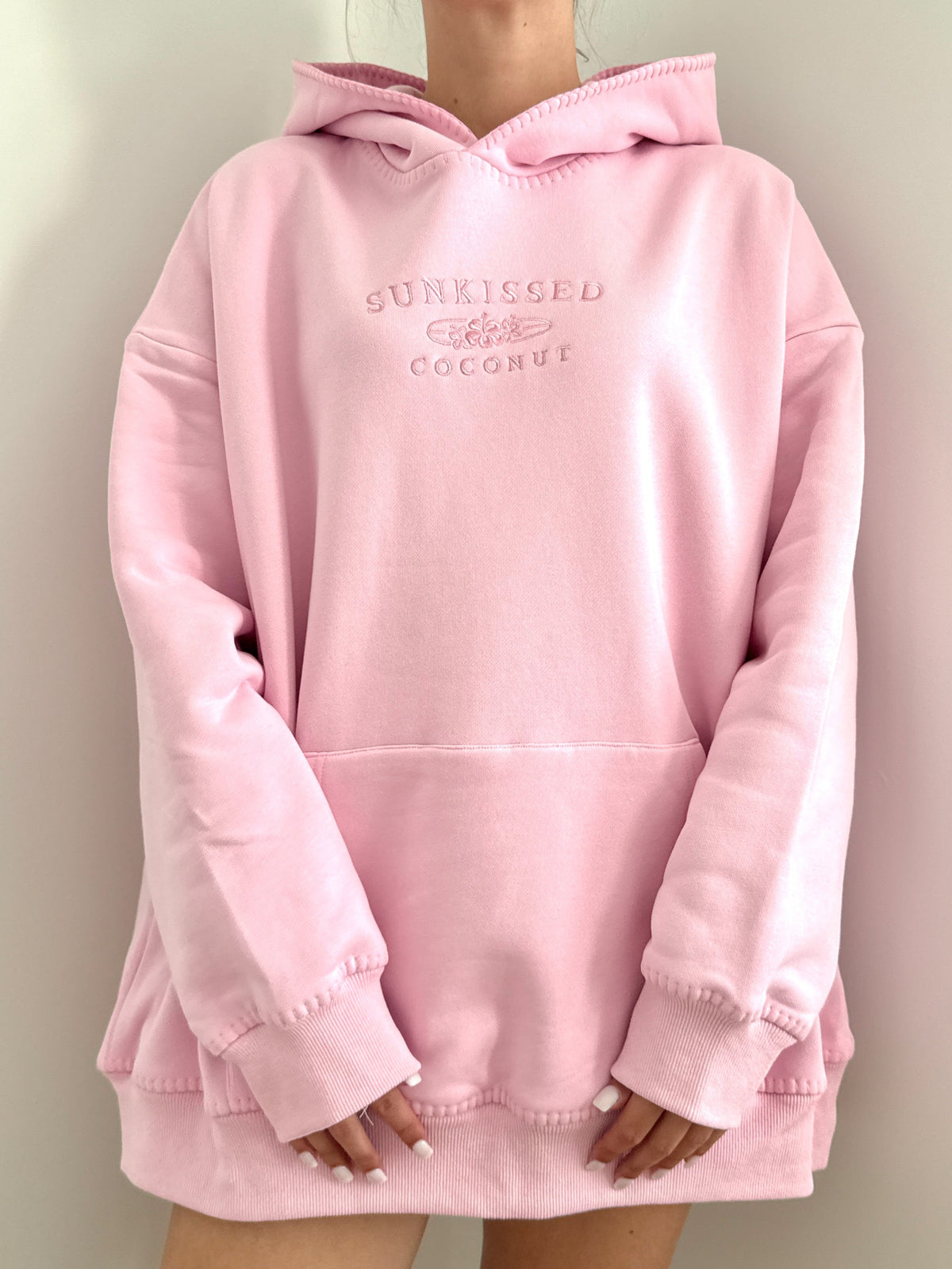 Stitched Sunkissedcoconut Embroidered Oversized Hoodie 100% Cotton