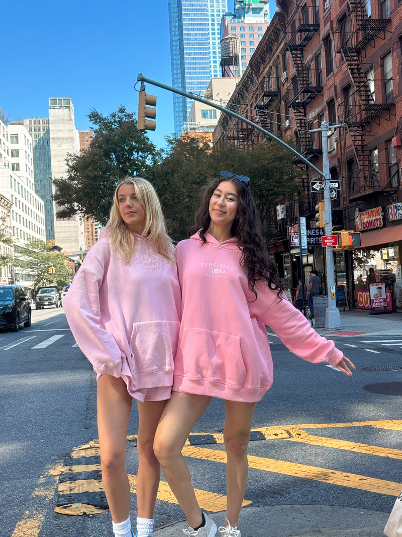 Light Pastel Magenta Stitched Sunkissedcoconut Logo Hoodie 100% Cotton