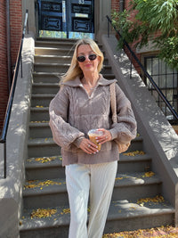 Chunky Chestnut Quarter Zip Sweater