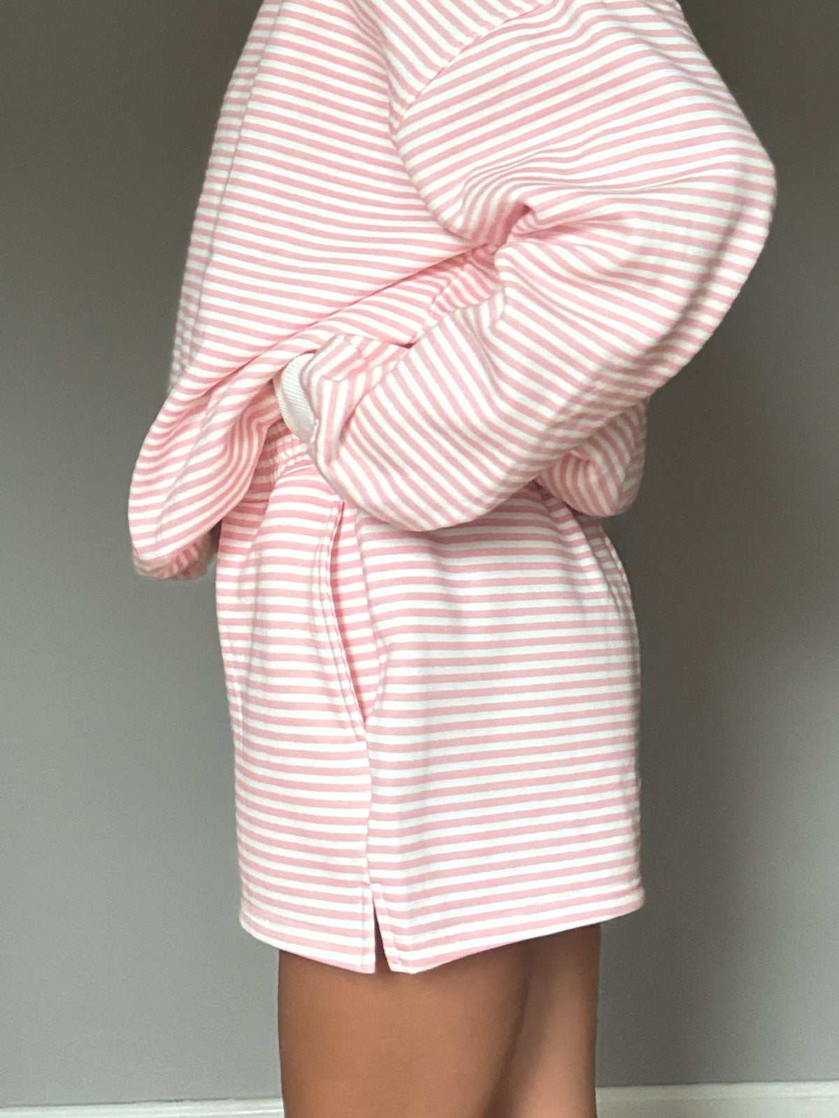 Light Pink and White Big Striped Shorts