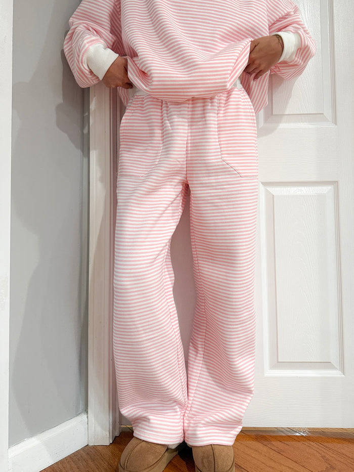 Light Pink and White Big Striped Sweatpants