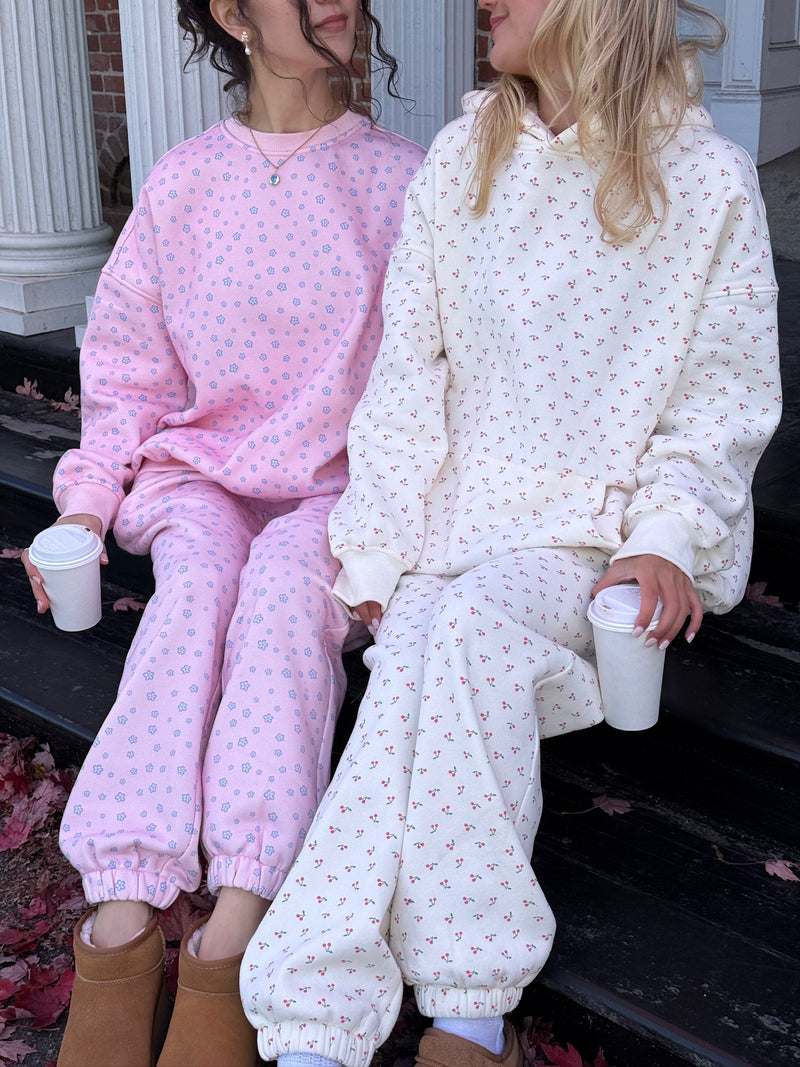 Blank Ivory Cherries All Over Jogger Sweatpants