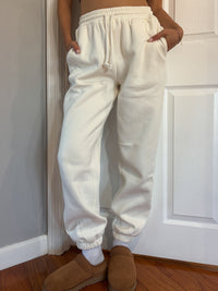 Ivory Basic Blank Jogger Sweatpants