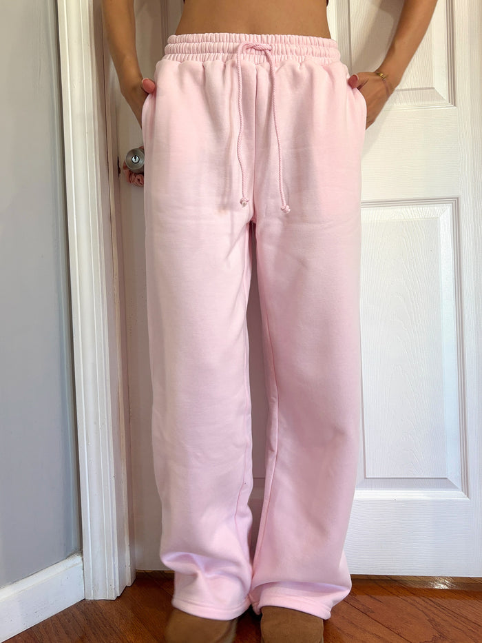 Light Pink Basic Blank Flare Sweatpants