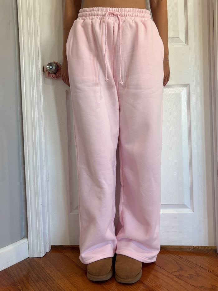 Light Pink Basic Blank Flare Sweatpants