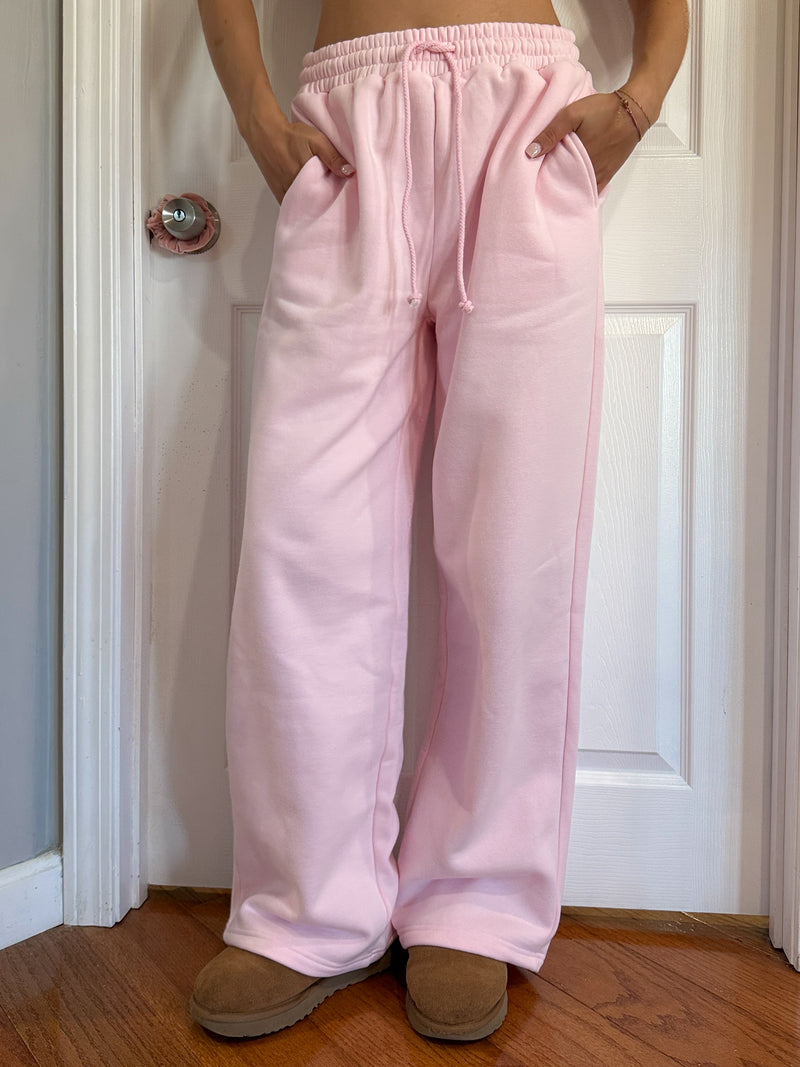 Light Pink Basic Blank Flare Sweatpants