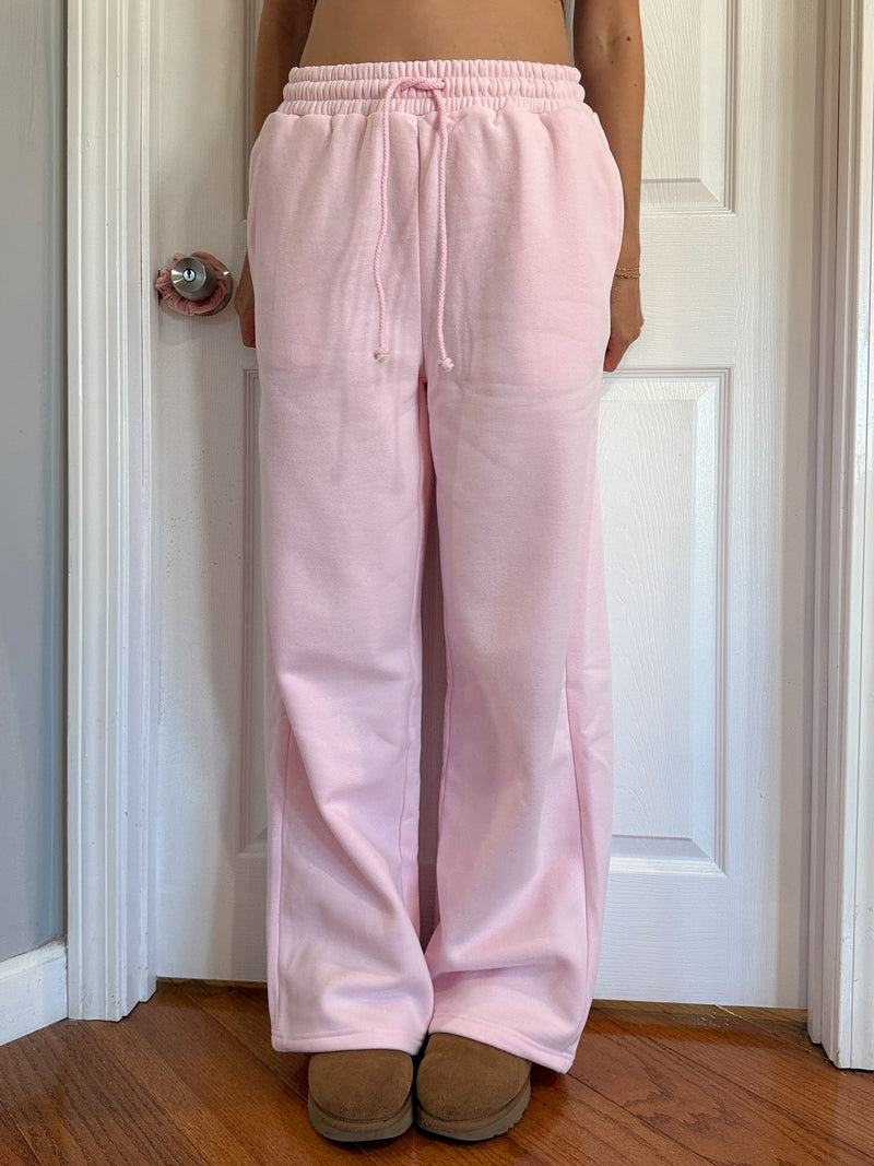 Light Pink Basic Blank Flare Sweatpants