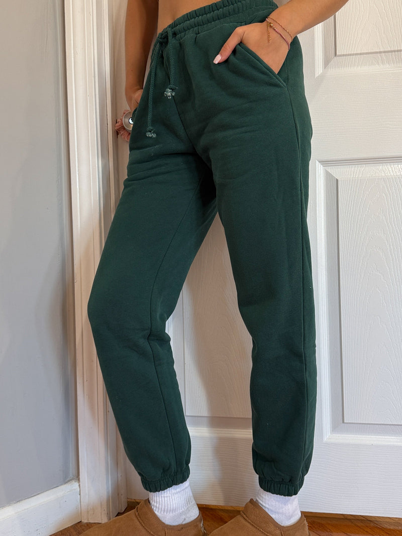 Winter Green Basic Blank Jogger Sweatpants