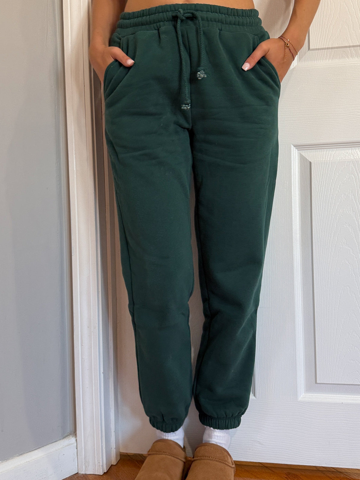 Winter Green Basic Blank Jogger Sweatpants