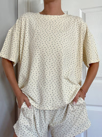 Pale Floral Short Sleeve Pajama Top