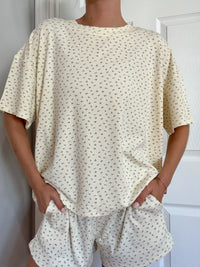 Pale Floral Short Sleeve Pajama Top