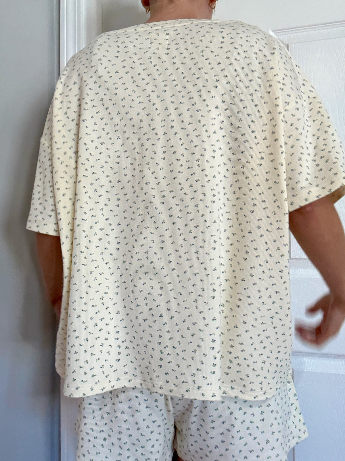 Pale Floral Short Sleeve Pajama Top