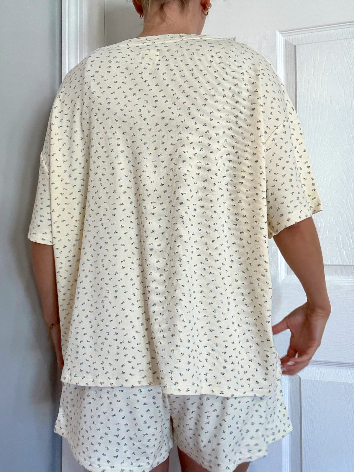 Pale Floral Short Sleeve Pajama Top