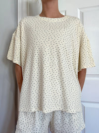 Pale Floral Short Sleeve Pajama Top