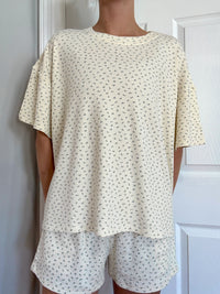 Pale Floral Short Sleeve Pajama Top