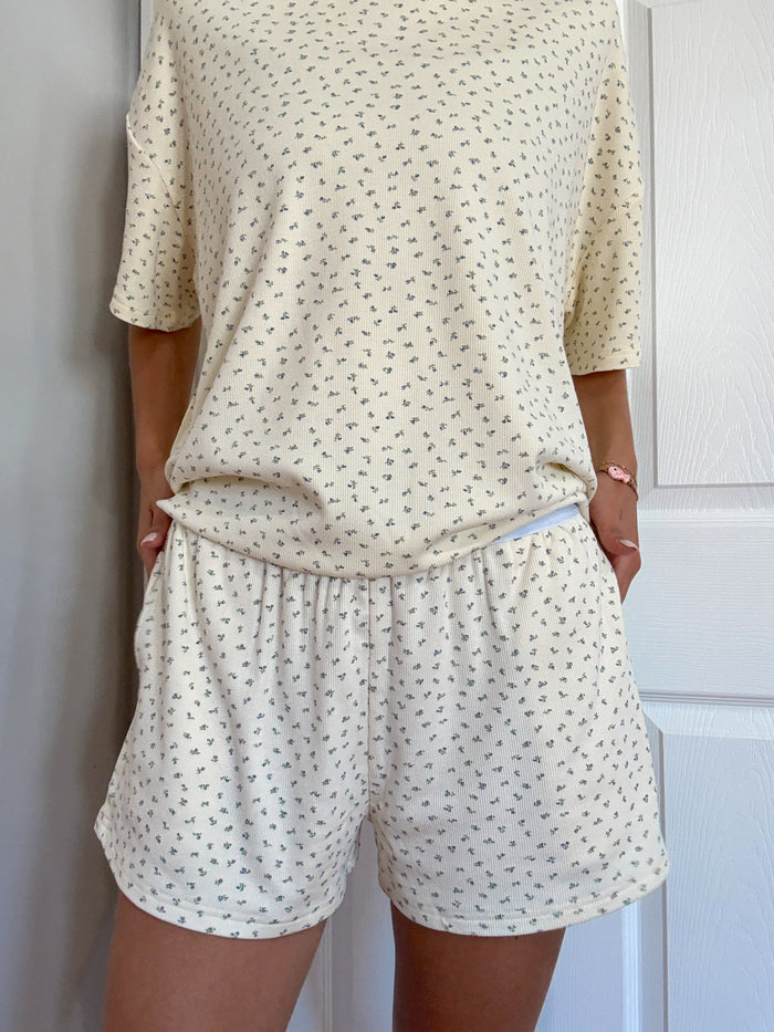 Pale Floral Pajama Shorts