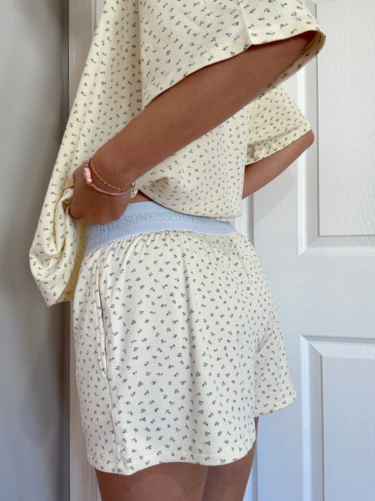 Pale Floral Pajama Shorts