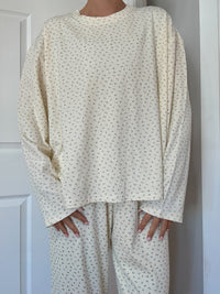 Pale Floral Long Sleeve Pajama Top