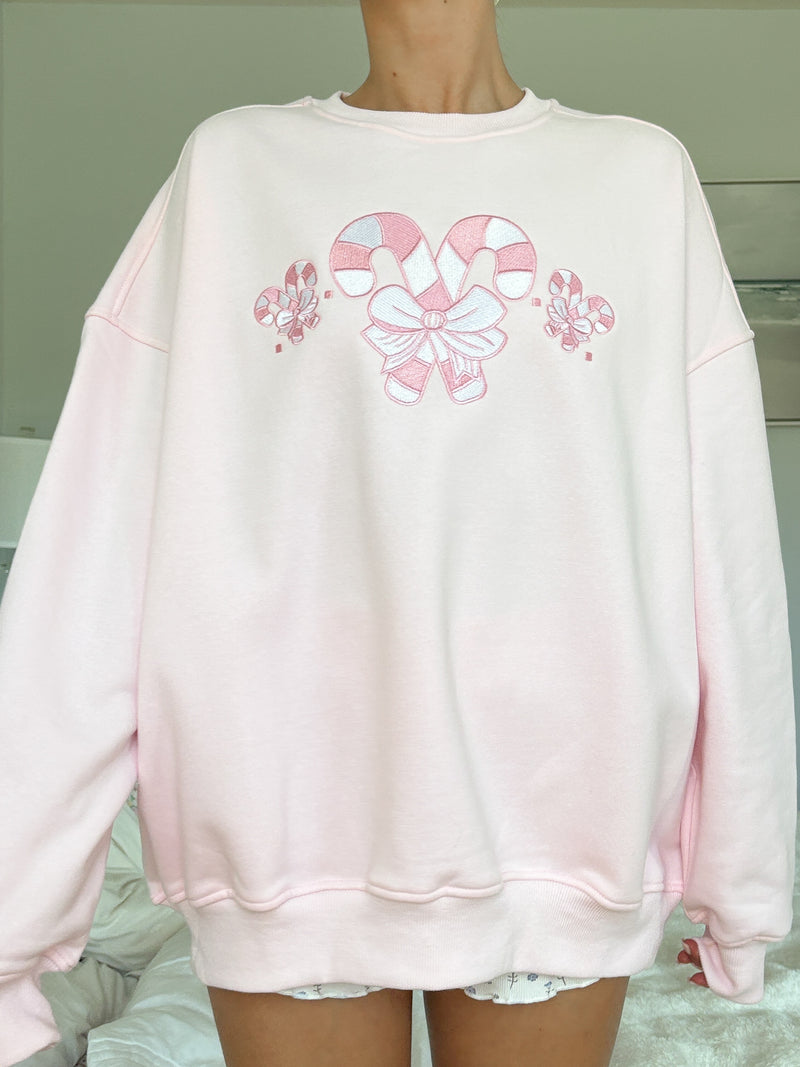 Light Pink Candy Cane Wonderland Sweatshirt