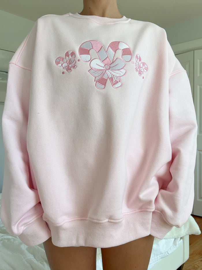 Light Pink Candy Cane Wonderland Sweatshirt