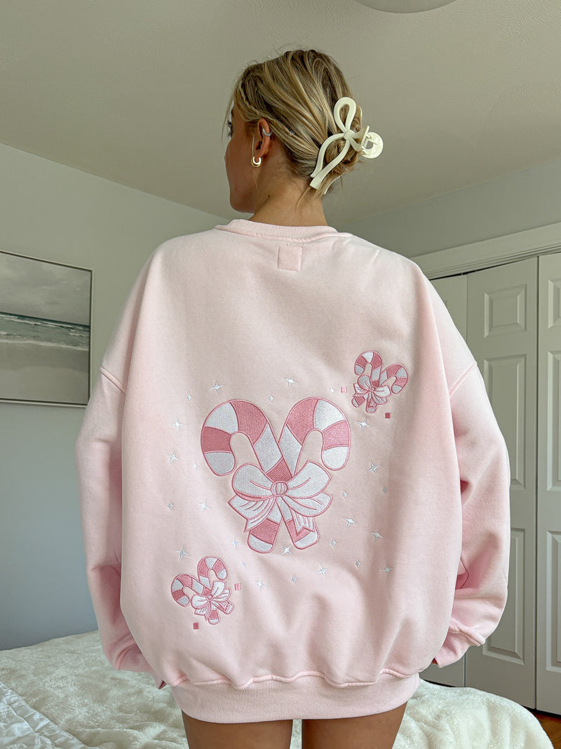 Light Pink Candy Cane Wonderland Sweatshirt