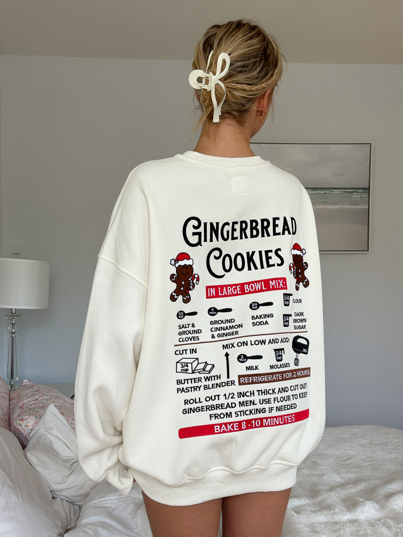 Ivory Gingerbread Recipe Christmas Embroider Sweatshirt