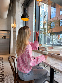 Fluffy Striped Pink Sweater