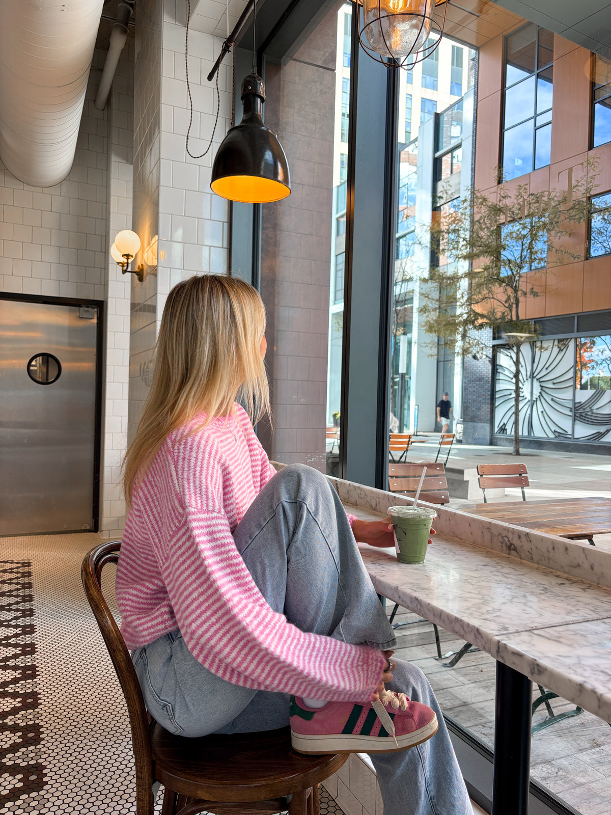 Fluffy Striped Pink Sweater