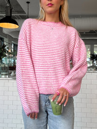 Fluffy Striped Pink Sweater