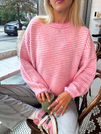 Fluffy Striped Pink Sweater