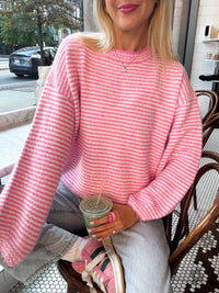 Fluffy Striped Pink Sweater