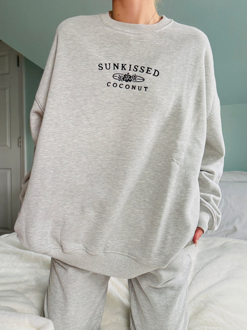 Afternoon Grey Sunkissedcoconut Embroider Sweatshirt