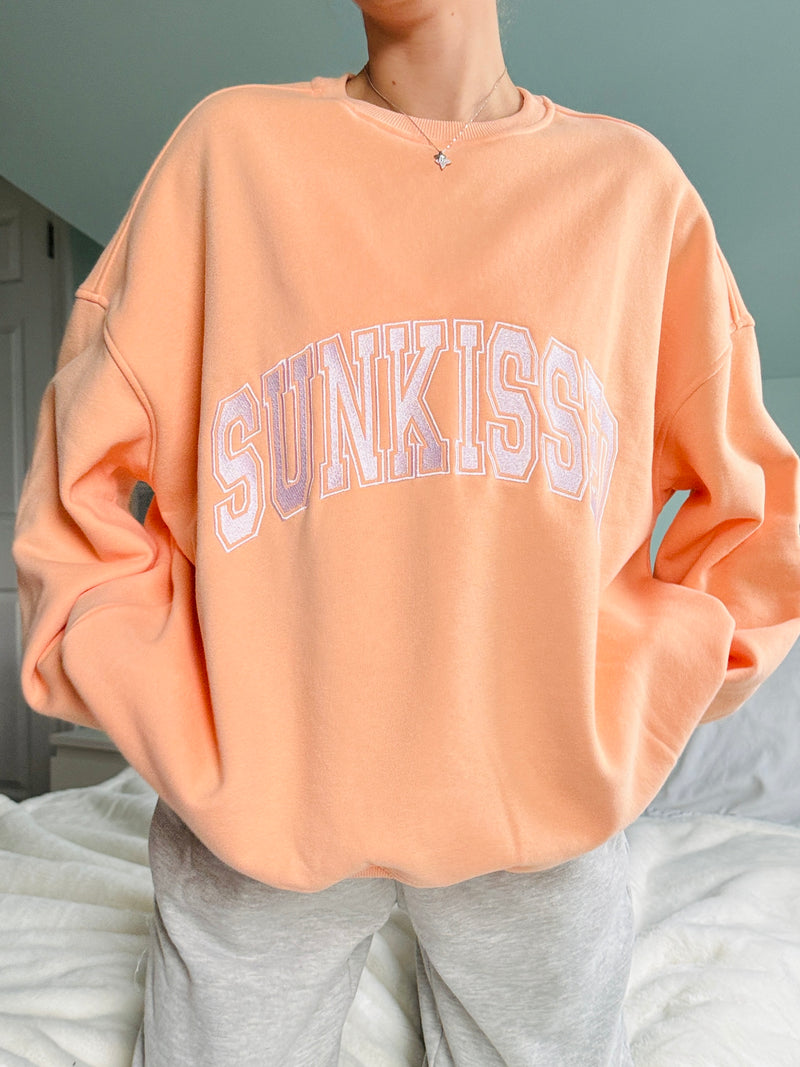 Sherbet Orange Varsity Embroider Sweatshirt