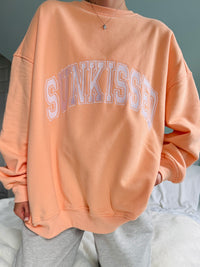 Sherbet Orange Varsity Embroider Sweatshirt
