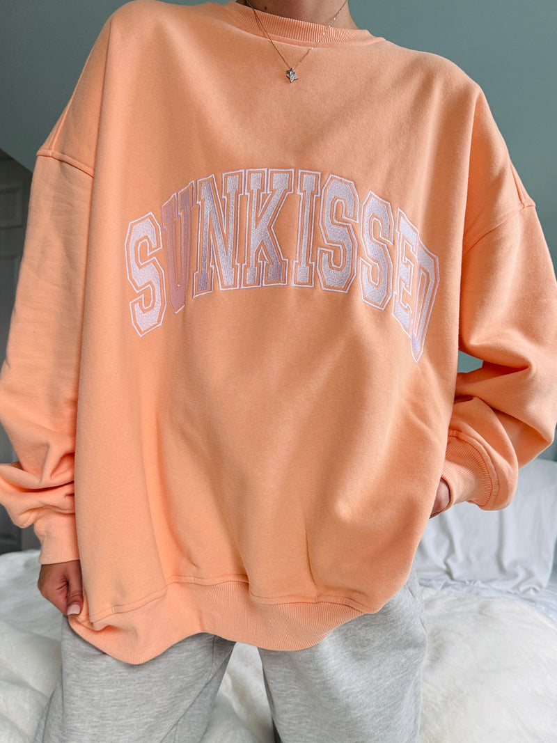Sherbet Orange Varsity Embroider Sweatshirt